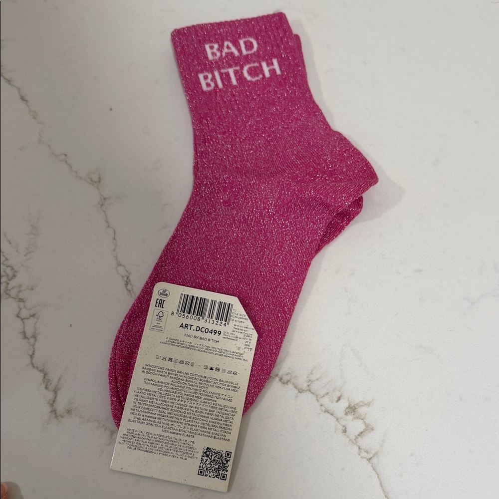 Italian luxury whimsical socks, funny gift! Metallic and hot pink